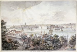 Utsikt over Stockholm fra Söder med Slottet, Storkyrkan, Riddarholmskykan og Tskakykan, av Elias Martin