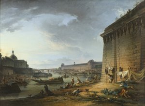 Utsikt over Paris fra vollen under Pont Neuf, 1766-68
