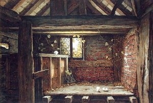 Among the Rafters, Speke Hall, Liverpool (akvarell på papir om bord) av Elias Mollineaux Bancroft