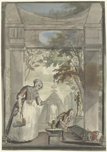 Hushjelp til gutt som velter barn fra trillebår av Elias van Nijmegen