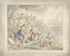 Design for et rommaleri med en allegori om jorden av Elias van Nijmegen