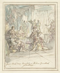 Paris ønsket velkommen av Menelaus og Helena av Elias van Nijmegen