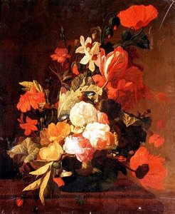 Roser, tulipaner, convolvuli etc. av Elias van den (follower of) Broeck