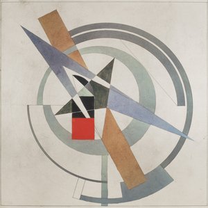 Kile med rød firkant (gouache på papir) av Eliezer Markowich Lissitzky