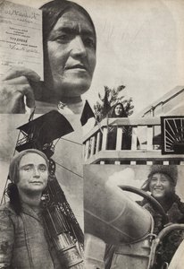 sovjetisk kvinne. Illustrasjon fra USSR Builds Socialism, 1933. av Eliezer Markowich Lissitzky
