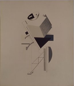 Sterk fyr. Figur for operaen Victory over the sun av A. Kruchenykh, 1920-1921 av Eliezer Markowich Lissitzky