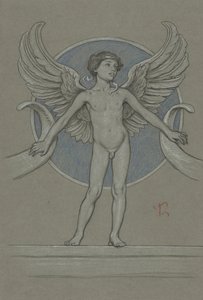 Gutt med vinger + Cornucopia av Elihu Vedder