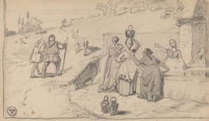 far og sønn, ca. 1859. av Elihu Vedder