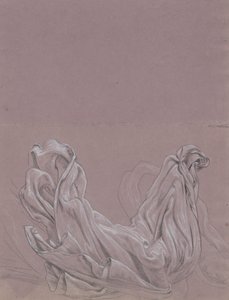 Figurstudier (recto); Draperistudie (verso) av Elihu Vedder