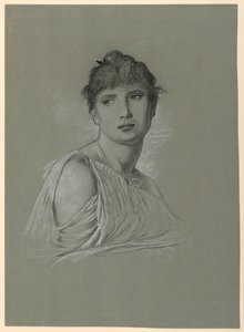 Portrettskisse av en ung kvinne av Elihu Vedder