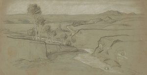 Romersk landskap, ca. 1900. av Elihu Vedder