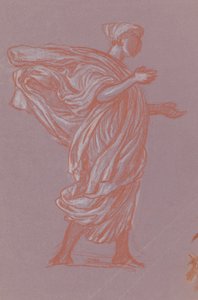 Stående figur, ca. 1872-77 (fargestift på lilla lagt papir) av Elihu Vedder