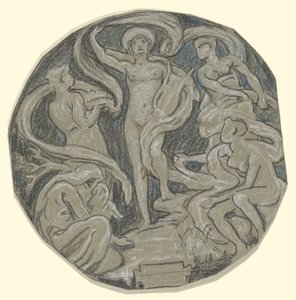 Studie for Center Circle of Huntington Ceiling; Apollo og ledsagere av Elihu Vedder