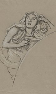 Studie for figur til høyre for Luna av Elihu Vedder
