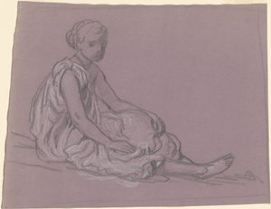 Studie for greske jenter som bader, ca. 1872. av Elihu Vedder