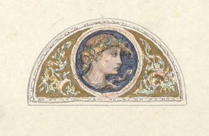 Studie for Lunette med kvinnelig hode av Elihu Vedder