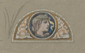 Studie for Lunette med kvinnelig hode av Elihu Vedder