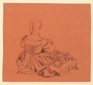 Studie av en sittende kvinne i kostyme av Elihu Vedder