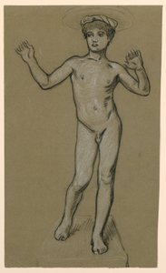 figurstudie for en fontenedesign av Elihu Vedder