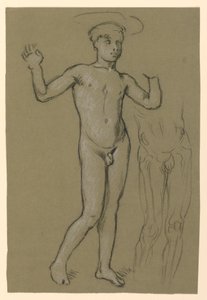 figurstudie for en fontenedesign av Elihu Vedder