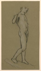 figurstudie for en fontenedesign av Elihu Vedder
