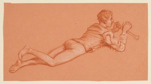studie av en mannlig kostymefigur av Elihu Vedder