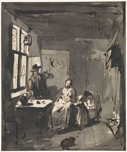 Interiør med familiescene av Elisabeth Alida Haanen