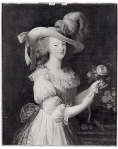Kopi av et portrett av Marie-Antoinette (1755-93) etter 1783 (olje på lerret) (s/hvitt foto)