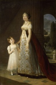 Portrett av Caroline Bonaparte 1782-1839, dronning av Napoli og Sicilia, med datteren Letizia, 1807 av Elisabeth Louise Vigee Lebrun