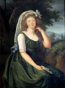 Portrett av Jeanne Becu, grevinne (eller madame) du Barry (1743-1793), kurtisane og elskerinne til Louis XV, en Louveciennes i en alder av 46 Maleri av Marie Elisabeth Louise Vigee Le brun (eller Vigee-Lebrun eller Vigee Lebrun) ( 1755-1842). september 178 av Elisabeth Louise Vigee Lebrun