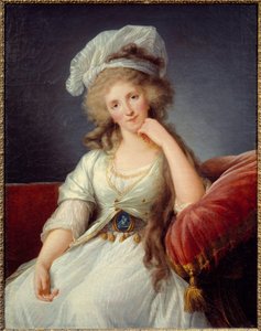 Portrett av hertuginnen av Orleans, Louise de Bourbon Penthievre (1753-1821) Hustru til Louis Philippe II Joseph Duke of Orleans eller Philippe Egalite (1747-1793) Maleri av av Elisabeth Louise Vigee Lebrun