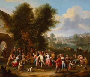A Village Kermesse (olje på lerret) av Elisabeth Seldron