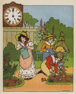 Hagearbeidstid (farge litho)