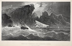 Parting Hawsers off Godsend Ledge, illustrasjon fra The second Grinnell Expedition in Search of Sir John Franklin...