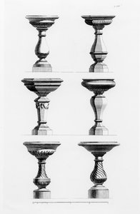 Design for urner i den antikke smaken, fra A Book of Architecture, av James Gibbs (1682-1754), utgitt 1739 (se også 171987)