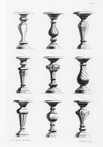 Piedestals, fra A Book of Architecture, av James Gibbs (1682-1754), utgitt 1739 (se også 171988)