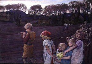 The Pied Piper, an Allegory of Spring (olje på lerret) av Elizabeth Adela Stanhope Forbes