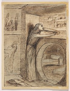 St Agnes' Eve (blyant, penn og brunt blekk) av Elizabeth Eleanor (1834 62) Siddal