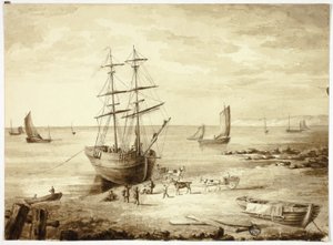 Lastebåt i havn av Elizabeth Murray
