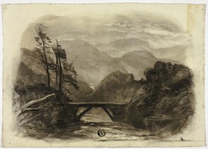 Fjellbekk med liten bro II av Elizabeth Murray