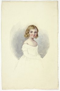 Portrett av ung jente med skulderløs kjole av Elizabeth Murray