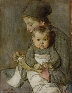 Mor og baby (olje på lerret)