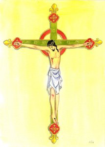 A Crucifix, 2001 (w/c på papir) av Elizabeth Wang