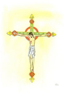 A Crucifix, 2001 (w/c på papir) av Elizabeth Wang