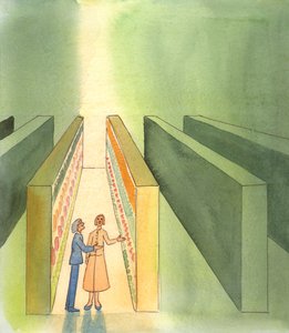 En person med begrenset kunnskap om Gud, og om mennesker, og begrensede forventninger, er noen ganger uvitende om de underverkene Gud kan forårsake. Hvem kjenner de virkelige behovene til hvert enkelt individ, 2005 (akvarell på papir) av Elizabeth Wang