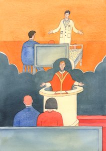 En kirurg som gir en alvorlig diagnose har noen ganger lite håp om en kur, 2003 (w/c på papiret) av Elizabeth Wang