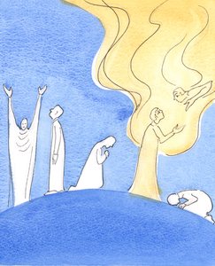 Hvem som helst på jorden kan velge å rope på Guds hjelp, i håp om å bli hørt, 2003 (w/c på papir) av Elizabeth Wang