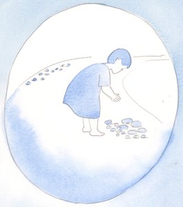 Når vi ofrer våre synder til Gud, i omvendelse, tar han imot dem som en gave, som når en mor tar imot en småstein fra et barn som en juvel, 2002 (w/c på papir) av Elizabeth Wang