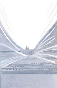 Ved messen er ofringen gitt av Kristus, i lys og prakt, midt i hans tause og usynlige selskap., 2001 (w/c på papir) av Elizabeth Wang