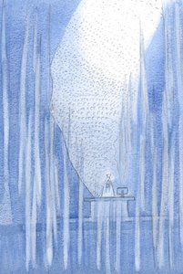 Foruten tilbedere og engler var det en del av sløret; tusenvis av hellige sjeler priste Faderen gjennom Kristus., 2001 (w/c på papir) av Elizabeth Wang